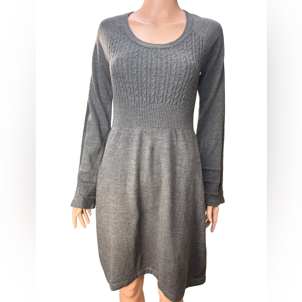 London Times Gray Long Sleeve Sweater Dress Medium